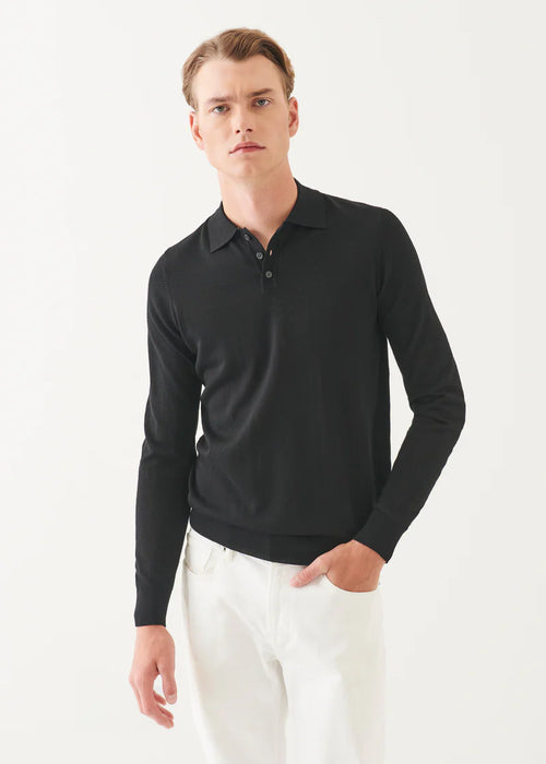 PATRICK ASSARAF EXTRA-FINE MERINO BUTTON POLO