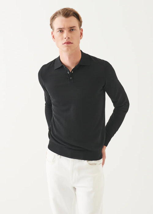 PATRICK ASSARAF EXTRA-FINE MERINO BUTTON POLO