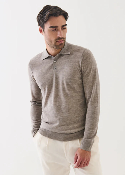 PATRICK ASSARAF EXTRA-FINE MERINO BUTTON POLO
