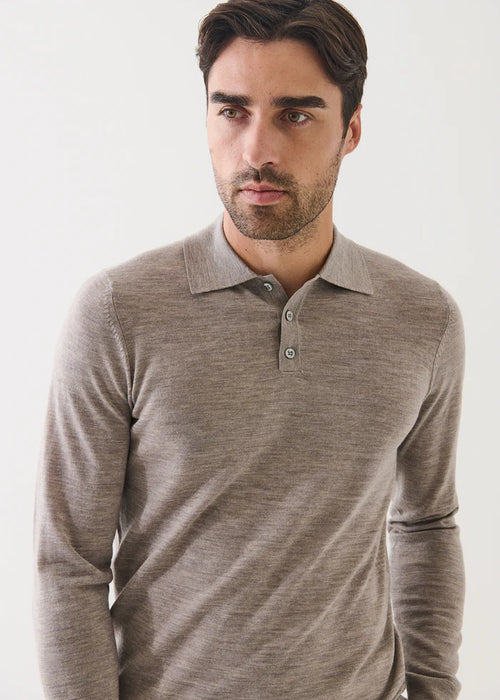PATRICK ASSARAF EXTRA-FINE MERINO BUTTON POLO
