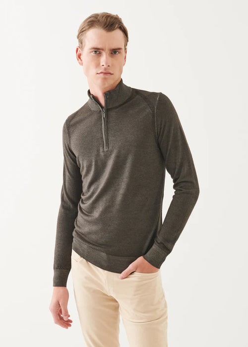 PATRICK ASSARAF EXTRA-FINE MERINO VINTAGE QUARTER ZIP