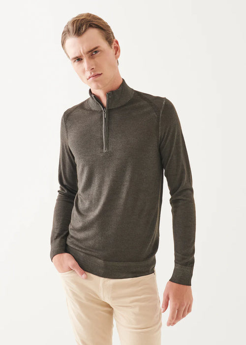 PATRICK ASSARAF EXTRA-FINE MERINO VINTAGE QUARTER ZIP