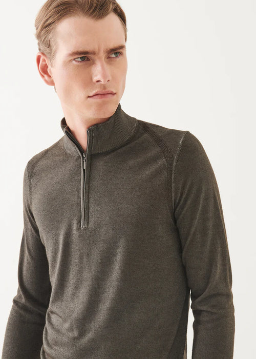 PATRICK ASSARAF EXTRA-FINE MERINO VINTAGE QUARTER ZIP