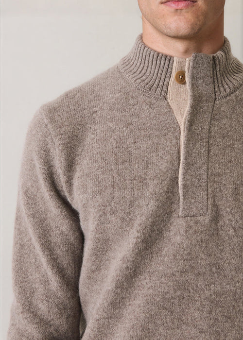 Patrick Assaraf Superfine Lambswool Button Mock Neck