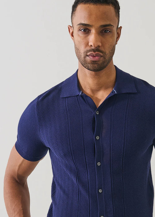 Patrick Assaraf Cotton Cashmere Textured Knit Shirt