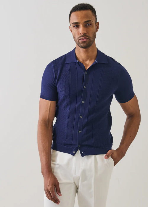 Patrick Assaraf Cotton Cashmere Textured Knit Shirt