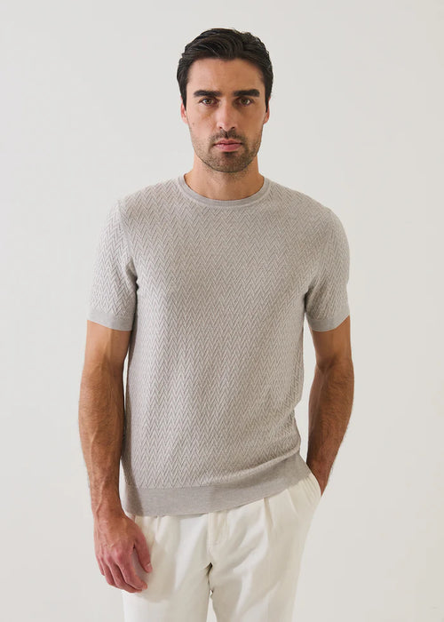 PATRICK ASSARAF COTTON-CUPRO CHEVRON STITCH CREWNECK