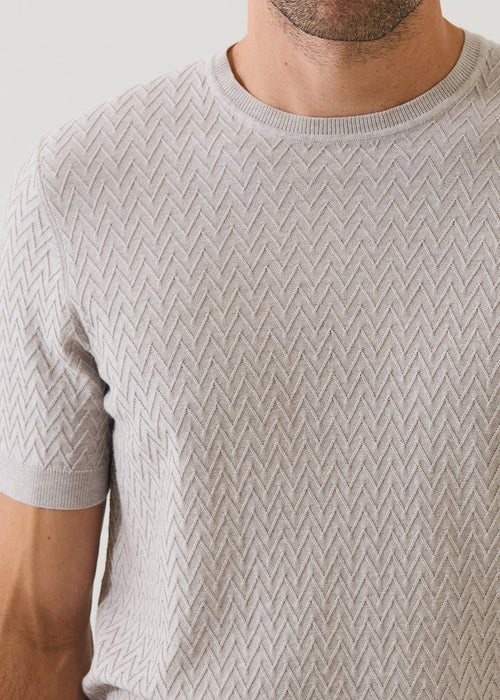 PATRICK ASSARAF COTTON-CUPRO CHEVRON STITCH CREWNECK