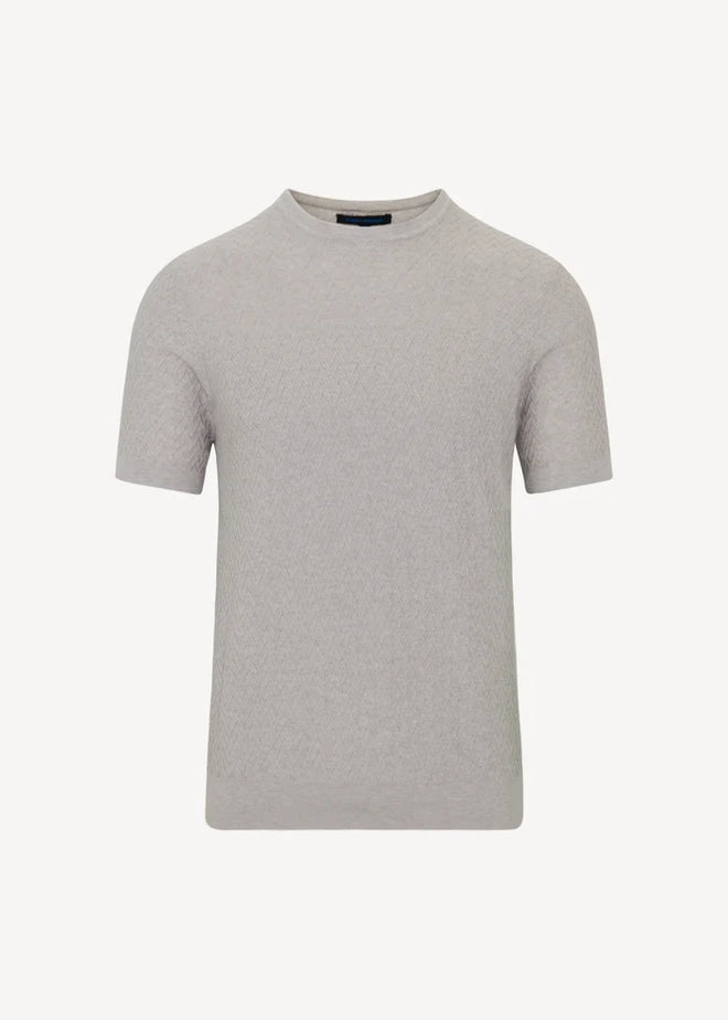 PATRICK ASSARAF COTTON-CUPRO CHEVRON STITCH CREWNECK