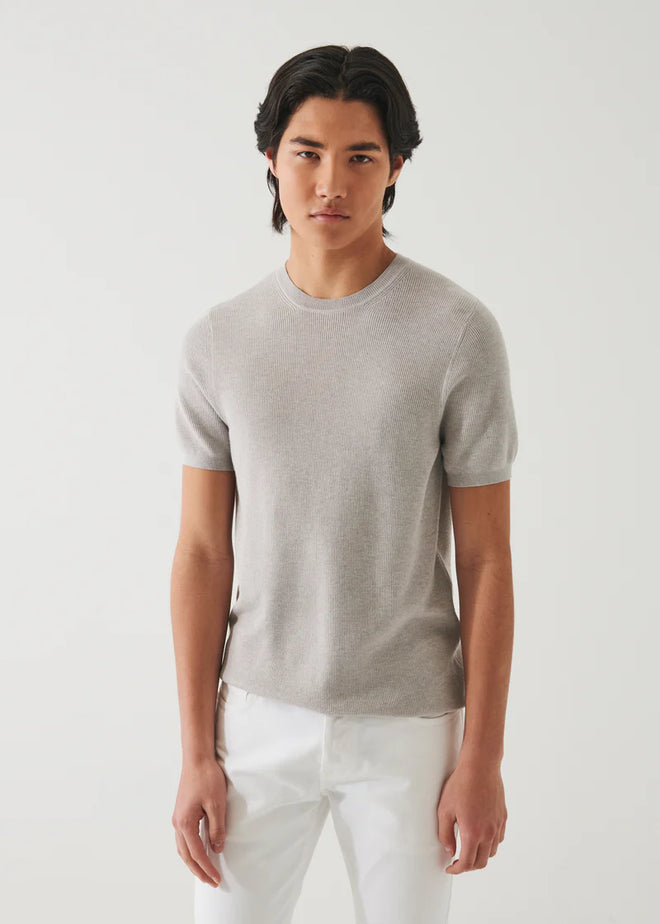 PATRICK ASSARAF COTTON CASHMERE RIBBED CREWNECK