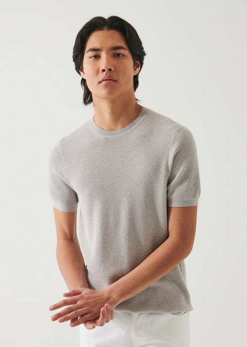 PATRICK ASSARAF COTTON CASHMERE RIBBED CREWNECK