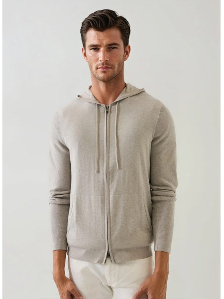 Patrick Assaraf Long Sleeve Multi Textured Full Zip Hoodie