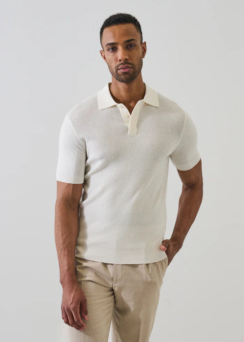Patrick Assaraf Cotton-Silk Blend Textured Knit Polo