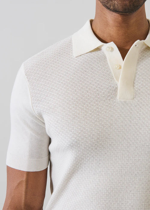 Patrick Assaraf Cotton-Silk Blend Textured Knit Polo
