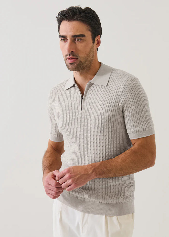 PATRICK ASSARAF COTTON BLEND ZIP POLO
