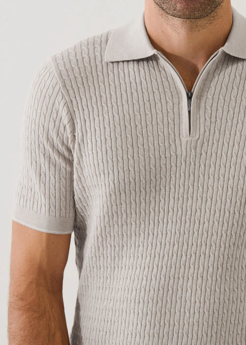 PATRICK ASSARAF COTTON BLEND ZIP POLO