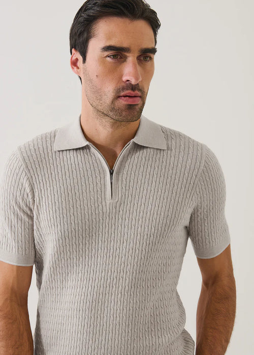 PATRICK ASSARAF COTTON BLEND ZIP POLO