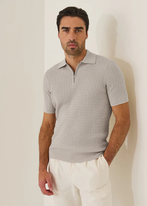 PATRICK ASSARAF COTTON BLEND ZIP POLO