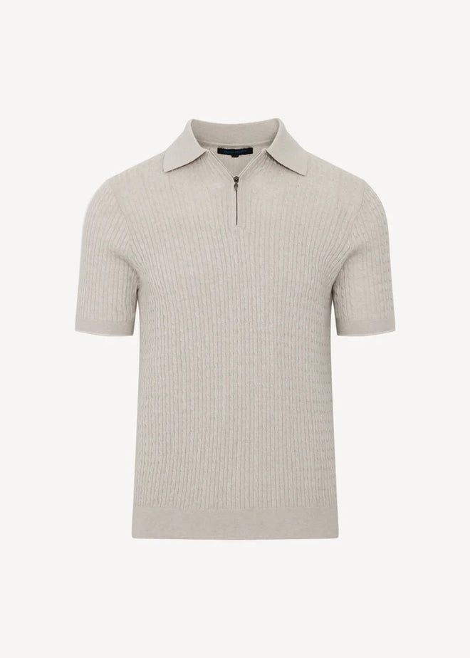 PATRICK ASSARAF COTTON BLEND ZIP POLO