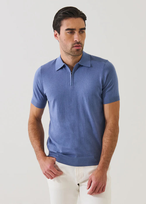 Patrick Assaraf Cotton Blend Zip Polo