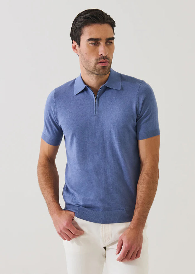 Patrick Assaraf Cotton Blend Zip Polo
