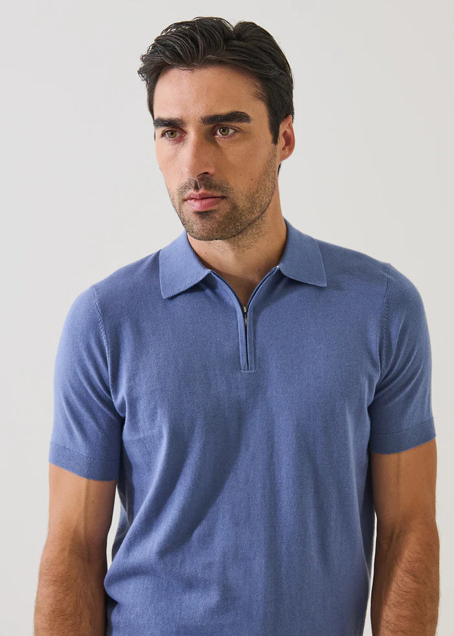 Patrick Assaraf Cotton Blend Zip Polo