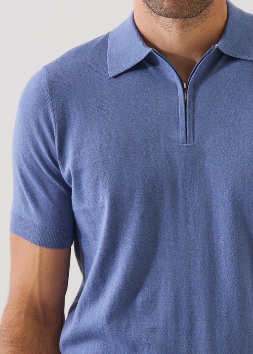 Patrick Assaraf Cotton Blend Zip Polo
