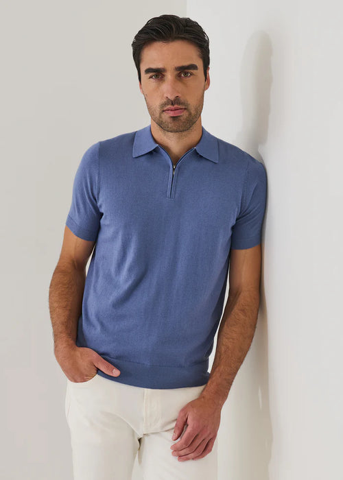 Patrick Assaraf Cotton Blend Zip Polo
