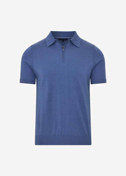 Patrick Assaraf Cotton Blend Zip Polo
