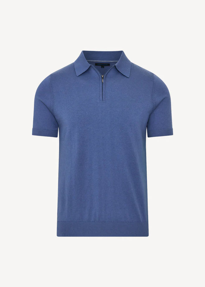 Patrick Assaraf Cotton Blend Zip Polo