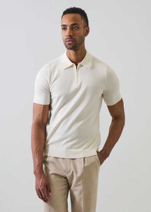 Patrick Assaraf Cotton Blend Zip Polo