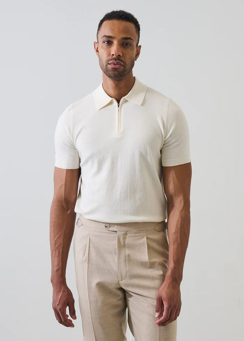 Patrick Assaraf Cotton Blend Zip Polo