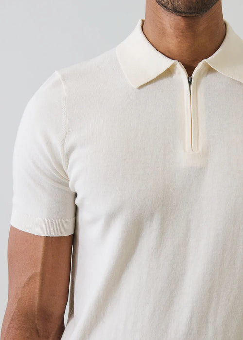Patrick Assaraf Cotton Blend Zip Polo