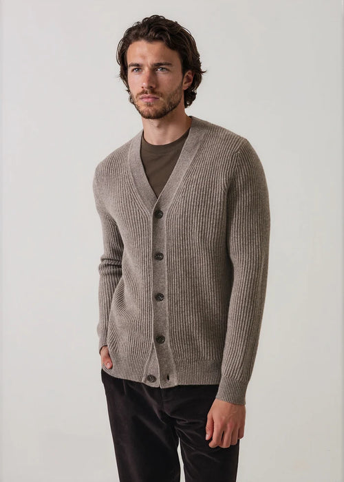 Patrick Assaraf Merino-Cashmere Ribbed Button Cardigan