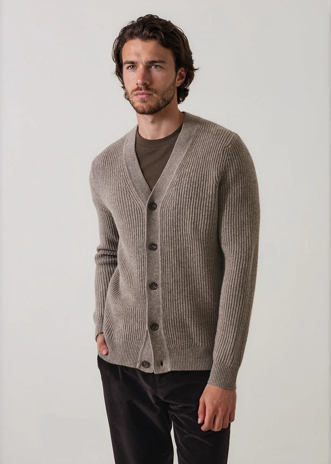 Patrick Assaraf Merino-Cashmere Ribbed Button Cardigan