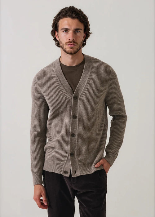 Patrick Assaraf Merino-Cashmere Ribbed Button Cardigan