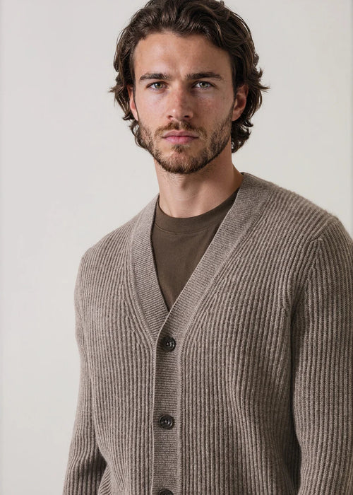 Patrick Assaraf Merino-Cashmere Ribbed Button Cardigan