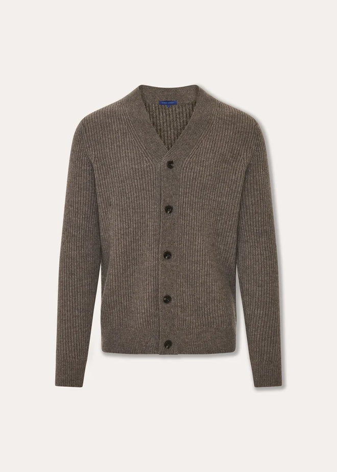 Patrick Assaraf Merino-Cashmere Ribbed Button Cardigan