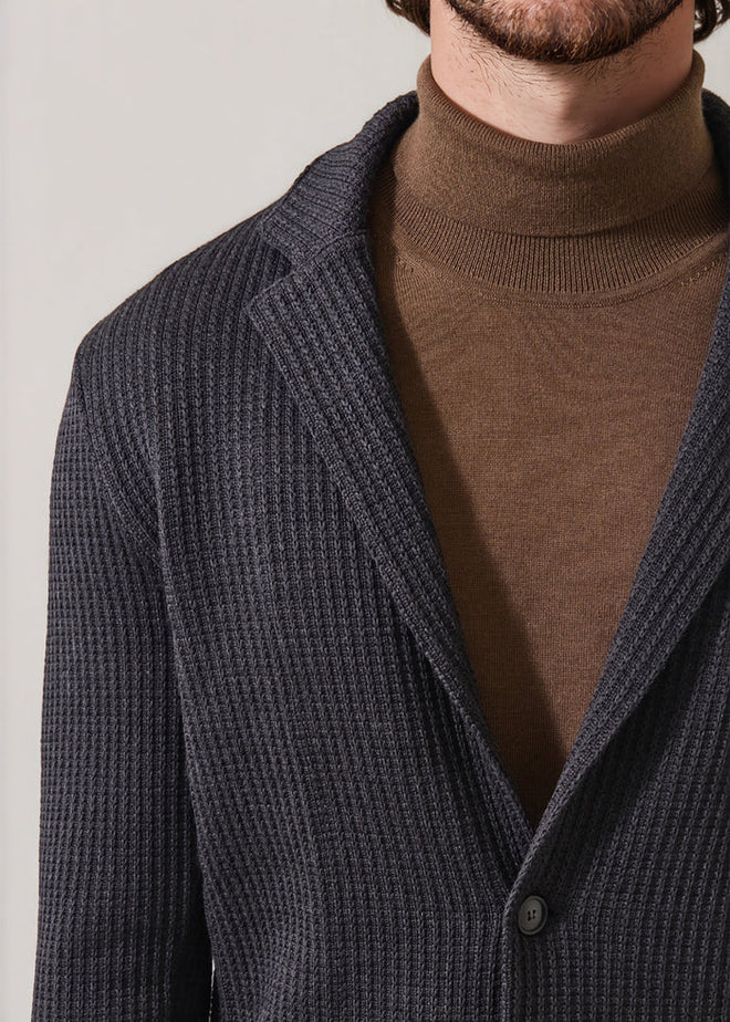 Patrick Assaraf Chain Stitch Merino Two Button Blazer