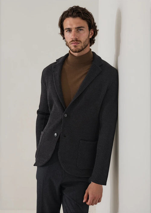 Patrick Assaraf Chain Stitch Merino Two Button Blazer