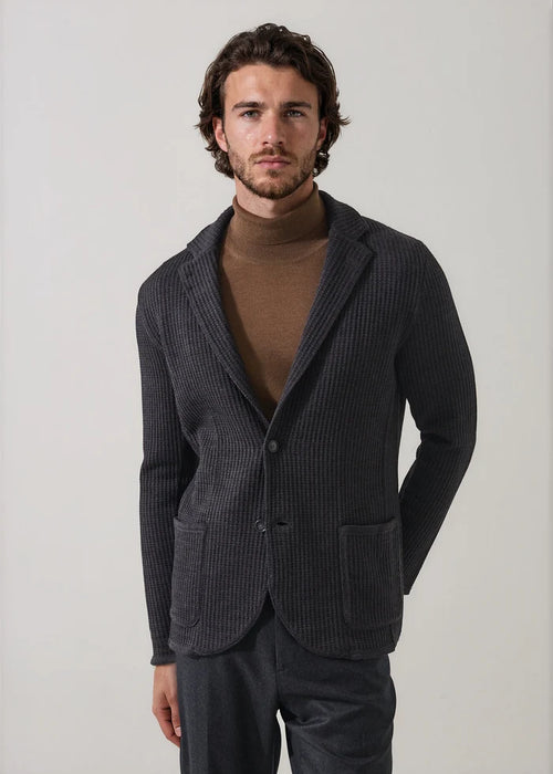 Patrick Assaraf Chain Stitch Merino Two Button Blazer
