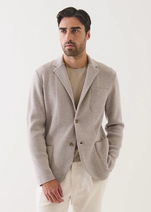 PATRICK ASSARAF MERINO HONEYCOMB STITCH TWO BUTTON BLAZER