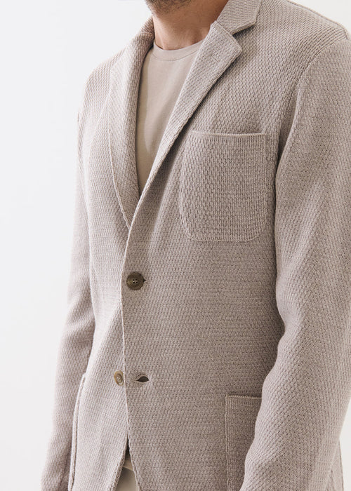 PATRICK ASSARAF MERINO HONEYCOMB STITCH TWO BUTTON BLAZER