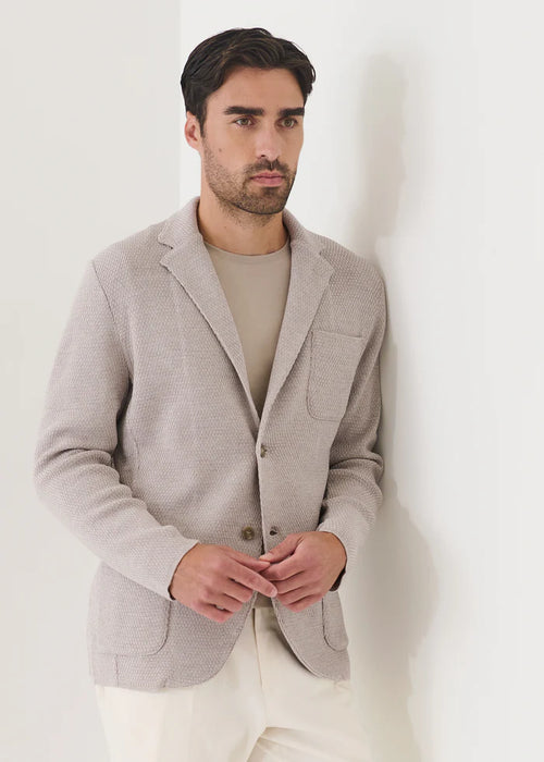 PATRICK ASSARAF MERINO HONEYCOMB STITCH TWO BUTTON BLAZER