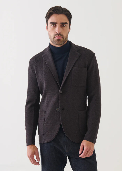 PATRICK ASSARAF MERINO HONEYCOMB STITCH TWO BUTTON BLAZER