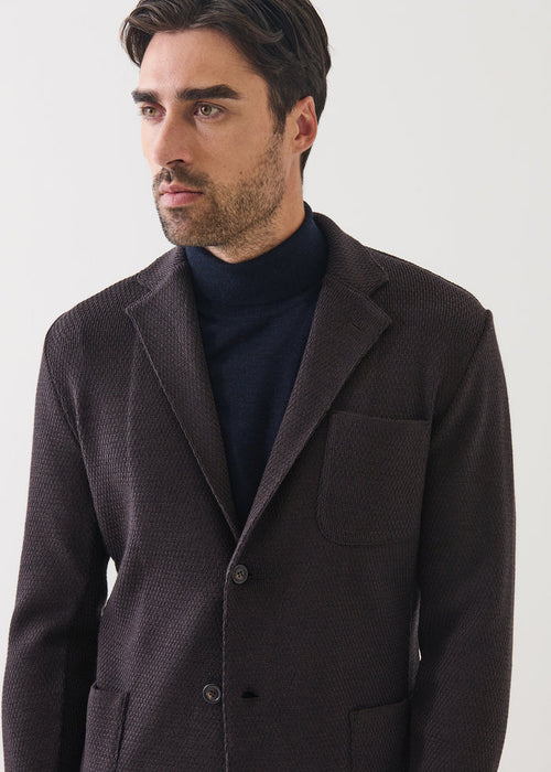 PATRICK ASSARAF MERINO HONEYCOMB STITCH TWO BUTTON BLAZER