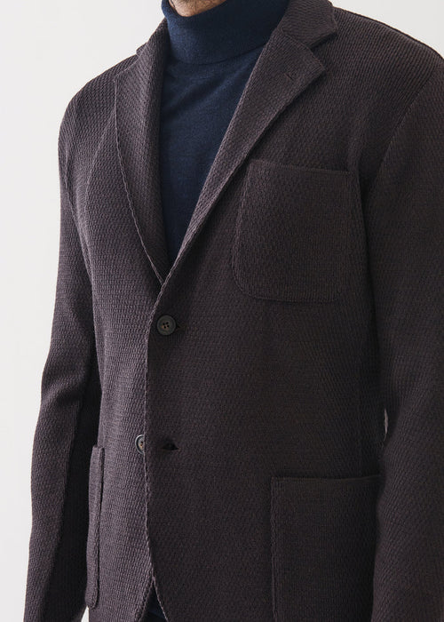 PATRICK ASSARAF MERINO HONEYCOMB STITCH TWO BUTTON BLAZER
