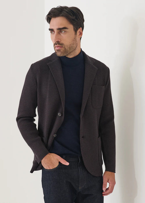 PATRICK ASSARAF MERINO HONEYCOMB STITCH TWO BUTTON BLAZER