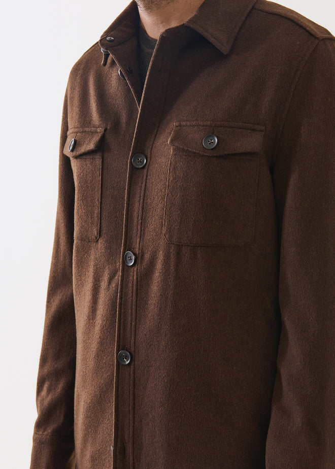PATRICK ASSARAF WOOL/SILK UTILITY SHIRT JACKET