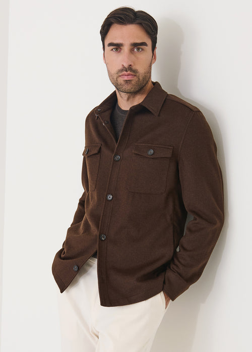 PATRICK ASSARAF WOOL/SILK UTILITY SHIRT JACKET